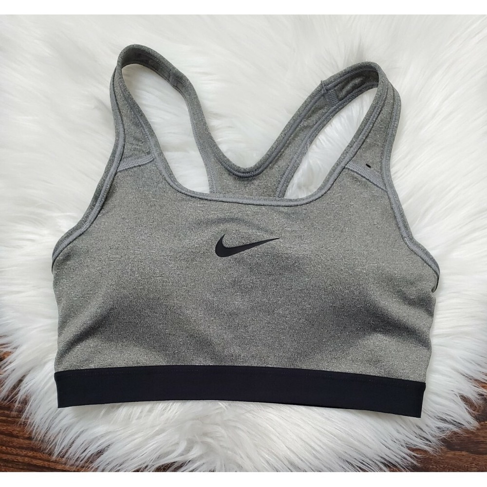 Nike Dri Fit Sports Bra Women's size Medium Gray /Black Racerback